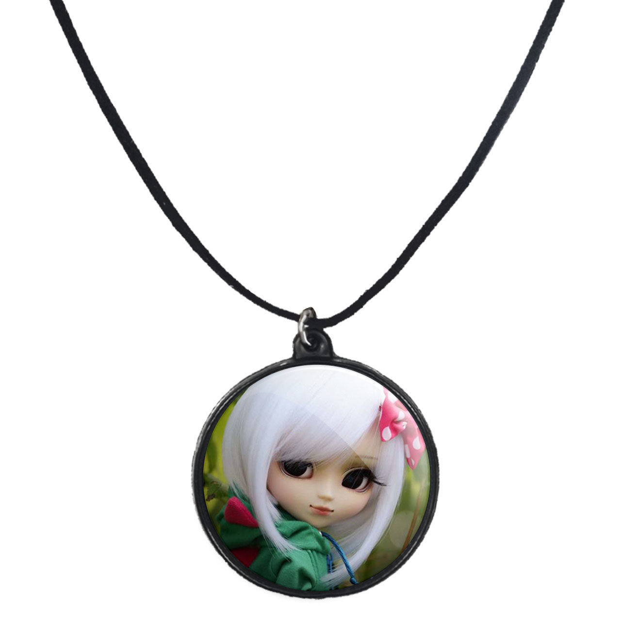 گردنبند پرمانه طرح عروسک زیبا کد pmb.2428 مدل دو طرفه