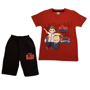 ست تی شرت و شلوارک پسرانه طرح Baby boss کد 861 رنگ قرمز