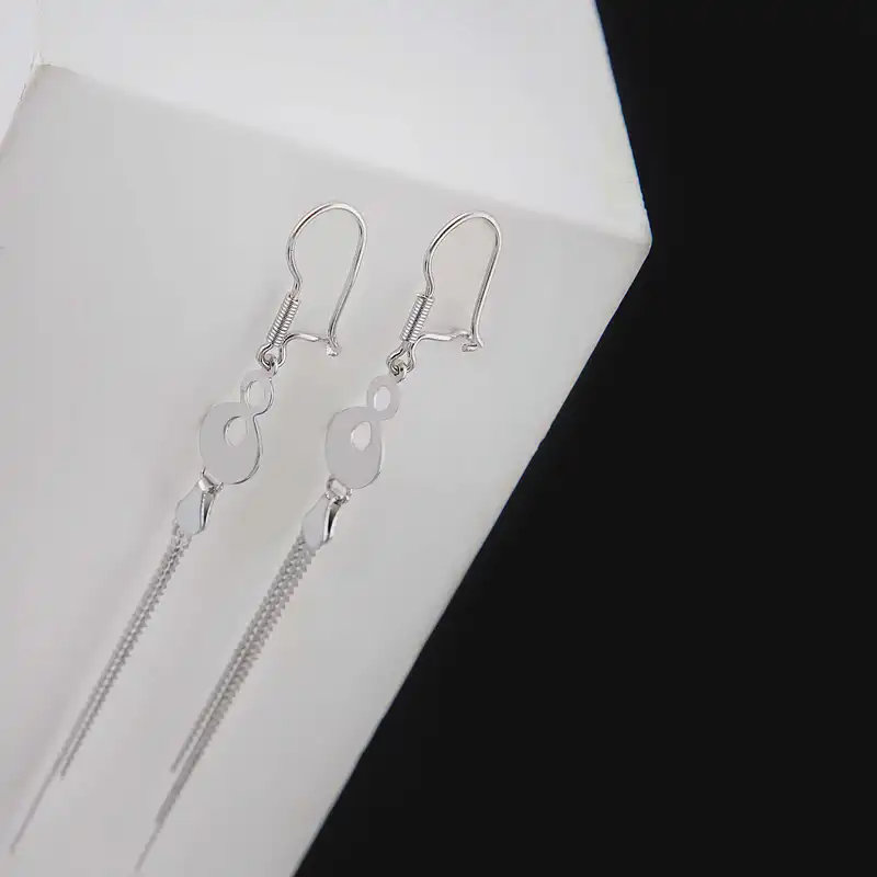 گوشواره نقره زنانه بازرگانی میلادی مدل اویزی مدرن مینیمال ابکاری رادیوم کد GZN_370