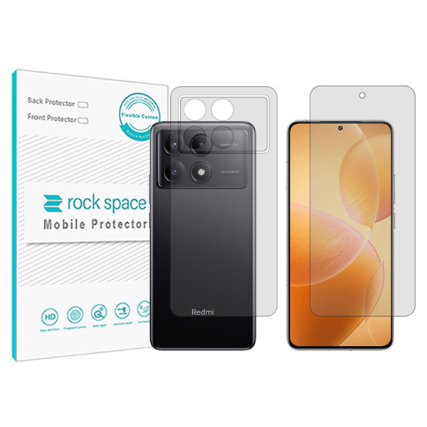 محافظ صفحه نمایش شفاف راک اسپیس مدل HyGEL  مناسب برای گوشی موبایل شیائومی Redmi K70E به همراه محافظ پشت