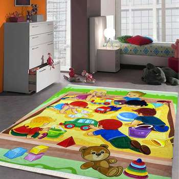 فرش ماشینی مدل کودک طرح بازی های کودکانه کد 100187