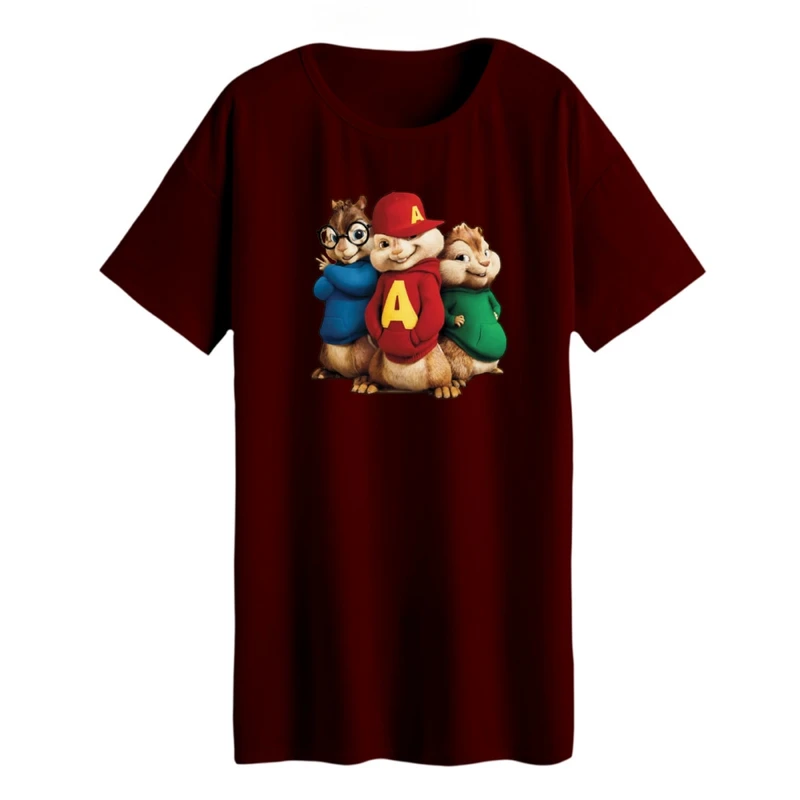 تی شرت لانگ زنانه مدل آلوین و سنجاب ها