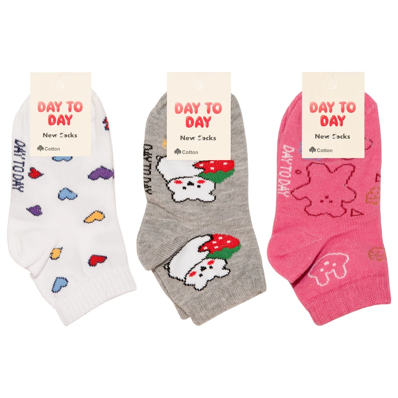 جوراب ساق کوتاه بچگانه دی تو دی مدل DT26-2 مجموعه 3 عددی