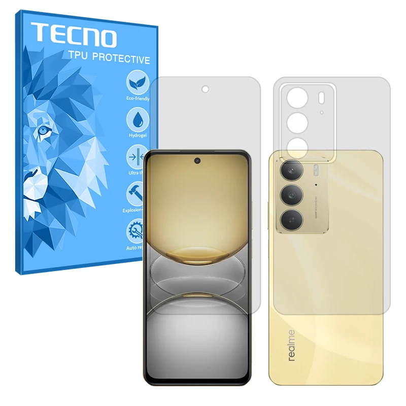 محافظ صفحه نمایش شفاف تکنو مدل Resistant مناسب برای گوشی موبایل ریلمی C75 به همراه محافظ پشت گوشی