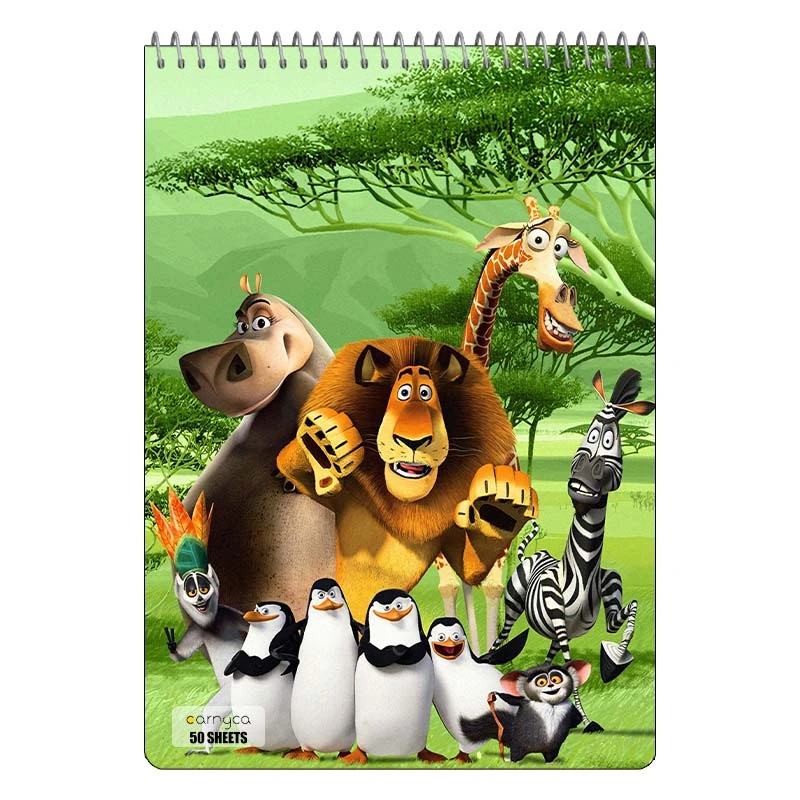 دفتر نقاشی 50 برگ سیمی کارنیکا طرح ماداگاسکار Madagascar کد 85836