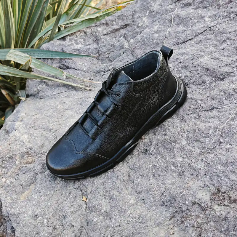 نیم بوت طبی مردانه چرم تبریز مدل نفیس رنگ مشکی