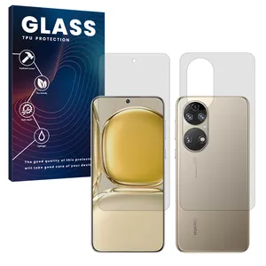 Glass Resistant model transparent screen protector suitable for Huawei P50 Pro mobile phone along with the back of the phone