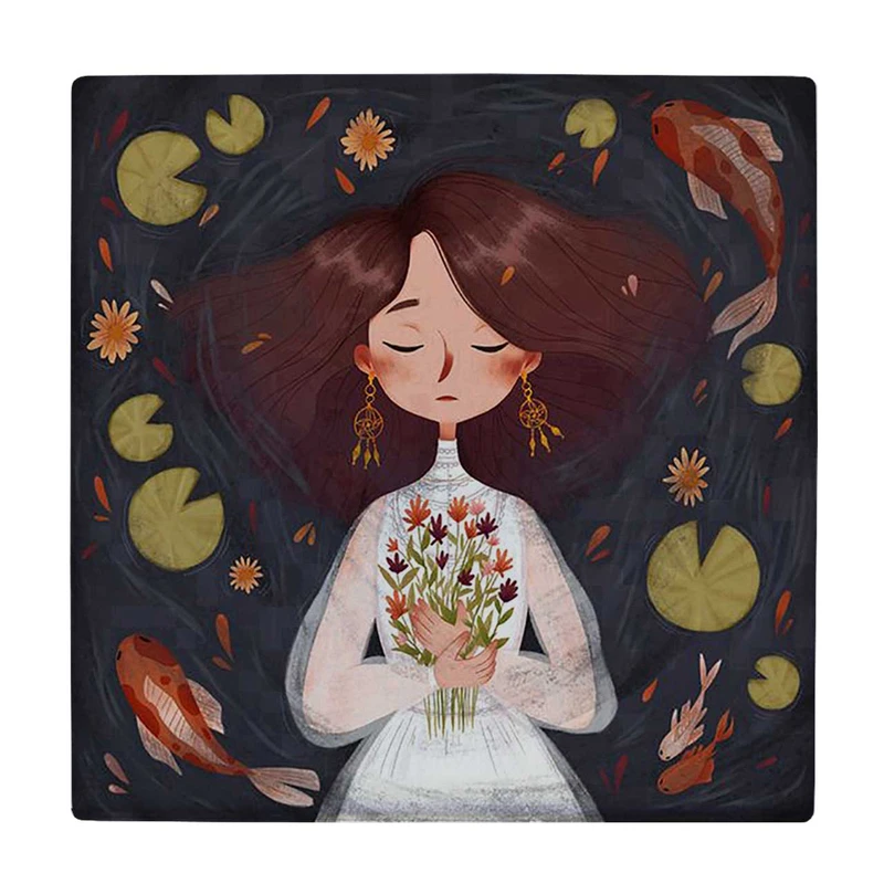 زیر لیوانی  طرح نقاشی دختری در مرداب کد    5795782_4233