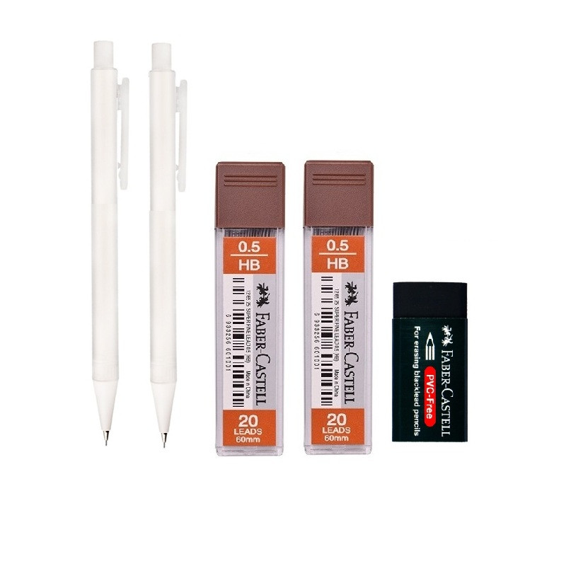 نوک مداد نوکی 0.5 میلی متری فابر کاستل مدل مرجان به همراه پاک کن و مداد نوکی مجموعه 5 عددی