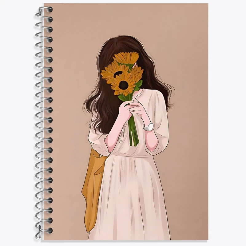 دفتر زبان 50 برگ خندالو مدل سه خط طرح دخترانه مینیمال کد F5199