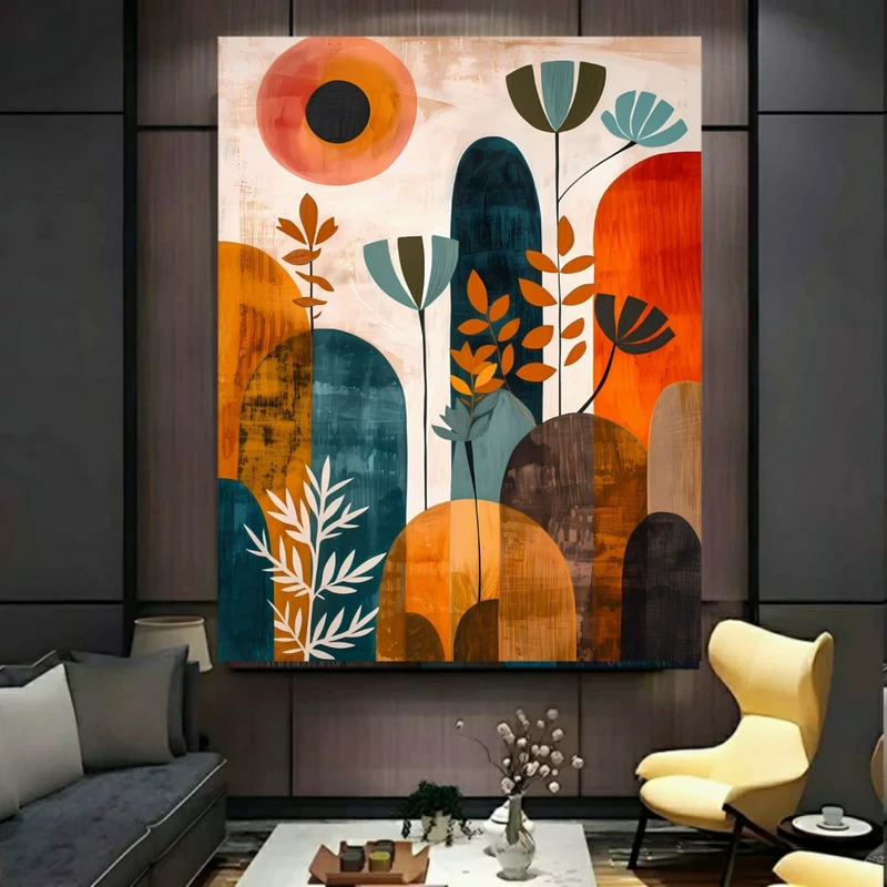 پوستر پارچه ای طرح مخمل  مدرن مدل اشکال هندسی انتزاعی کد BK57796