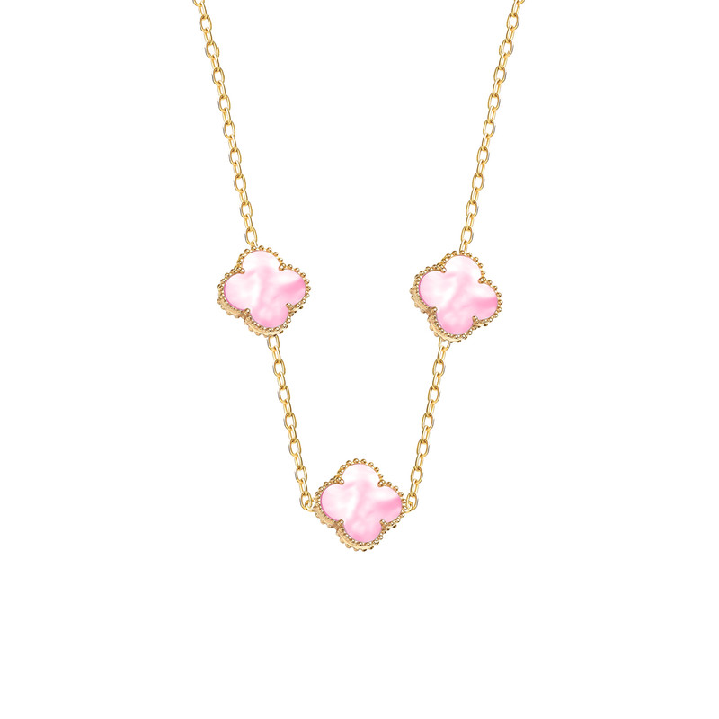 گردنبند طلا 18 عیار زنانه با طرح ونکلیف ماوی گالری مدل گل سه صدفی