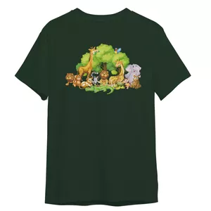 تی شرت آستین کوتاه بچگانه مدل حیوانات کد 0044 رنگ سبز یشمی