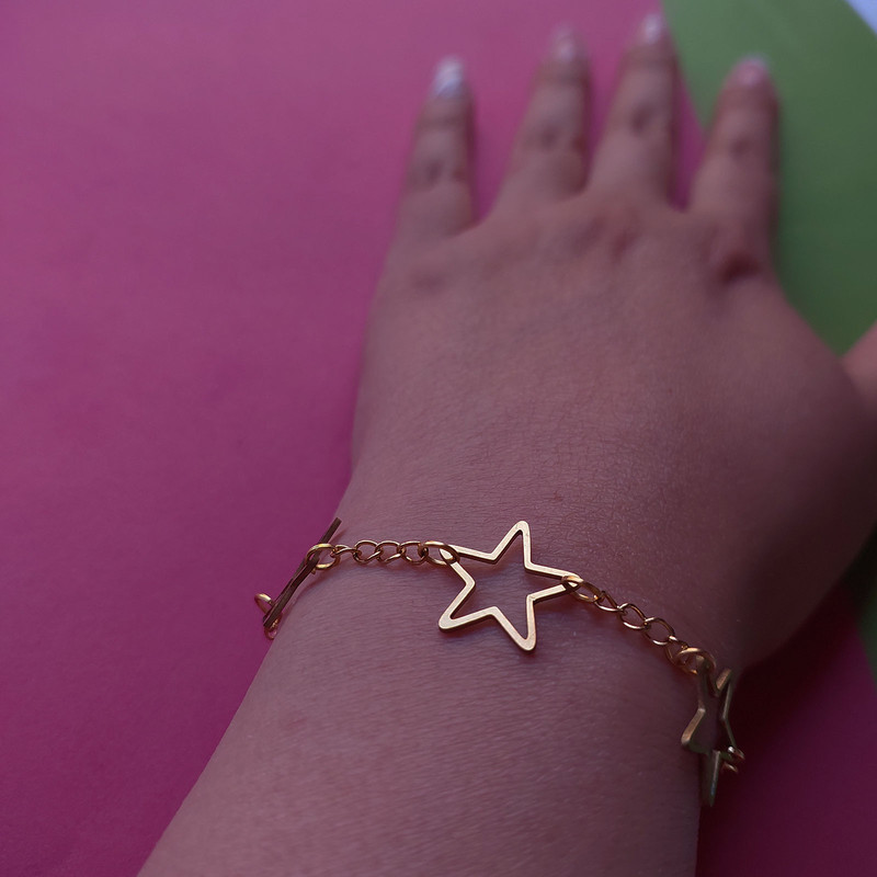 دستبند زنانه مدل زنجیری طرح ستاره کد HC305