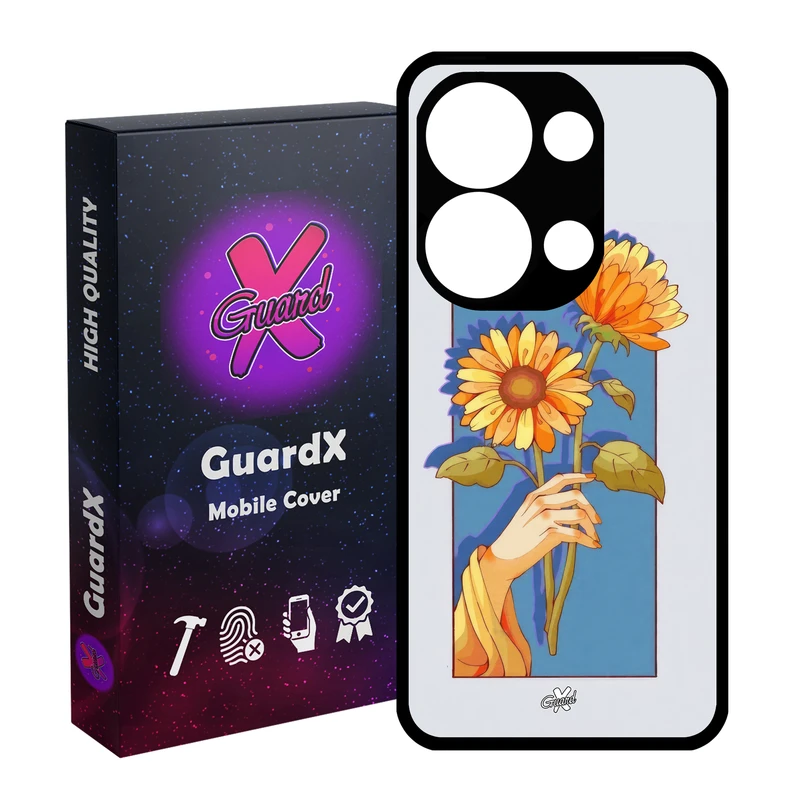 کاور گارد ایکس طرح گل و دست مدل Glass10675 مناسب برای گوشی موبایل شیائومی Redmi Note 13 Pro 4G / Poco M6 Pro 4G