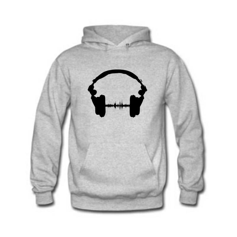 هودی مردانه طرح موزیک رنگ طوسی