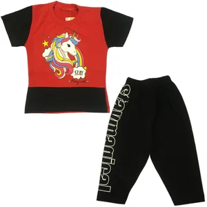 ست تی شرت و شلوارک دخترانه مدل SF56