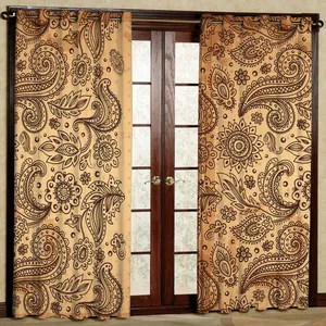 پرده مدل بته جقه مخمل پانچی کد 1352 سایز 140x280 سانتی متر