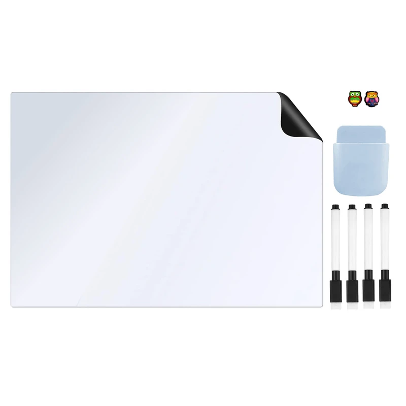 تخته وایت برد هوم اند فریج مدل 8 سایز 20x30 سانتی متر به همراه ماژیک و مگنت و هولدر مغناطیسی مجموعه 8 عددی