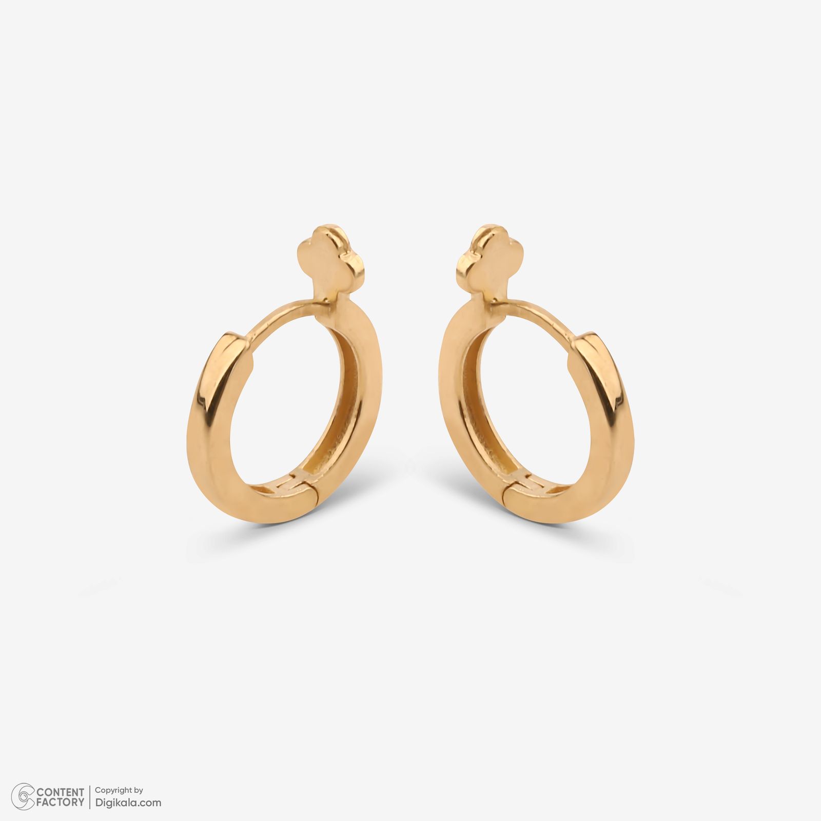 گوشواره حلقه‌ای طلا کم اجرت 18 عیار زنانه با طرح ونکلیف آرپلز گلدم مدل E244010 -  - 4