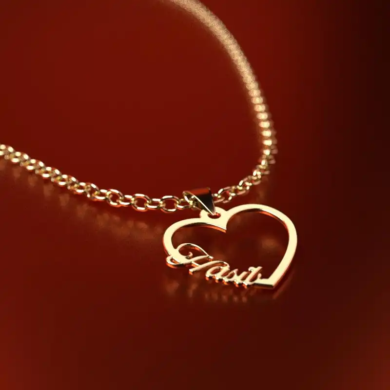 گردنبند طلا 18 عیار زنانه مدوپد مدل اسم حسیب hasib کد GBB10741 به همراه باکس گل رز جاویدان