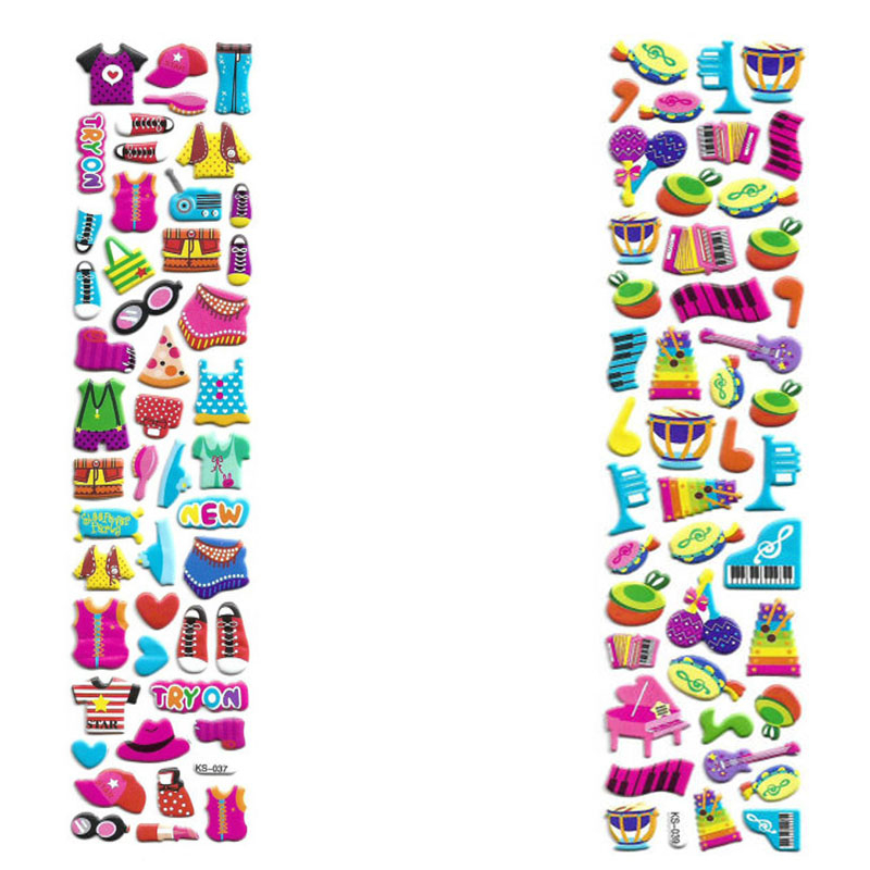 استیکر کودک طرح  پوشاک و لوازم موسیقی کد CT111 مجموعه 2 عددی 