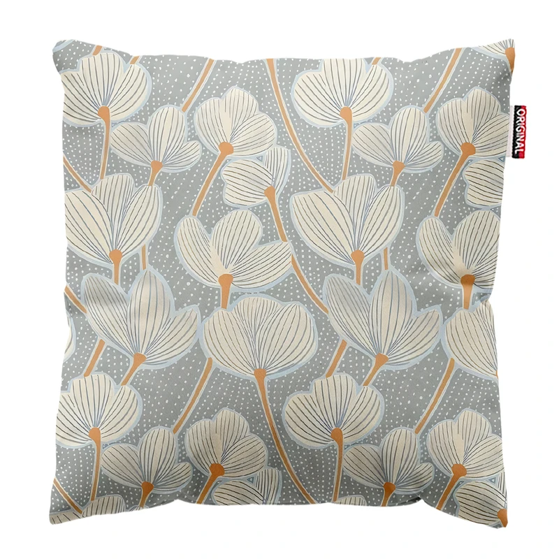 کوسن پاد آفرین مدل مینیمال طرح گل و برگ کد PK403610 سایز 40*40 سانتی متر