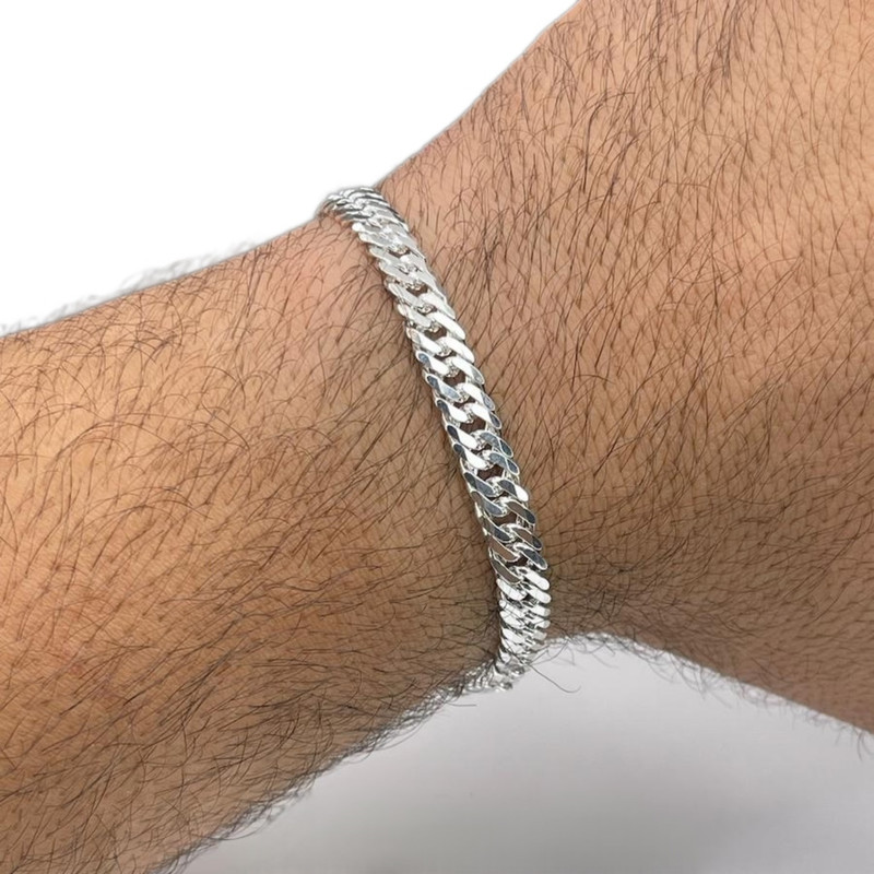 دستبند نقره مردانه مدل دوبل کد roz12