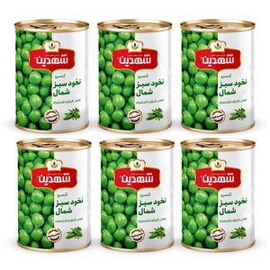 کنسرو نخود سبز شهدین - 370 گرم بسته 6 عددی