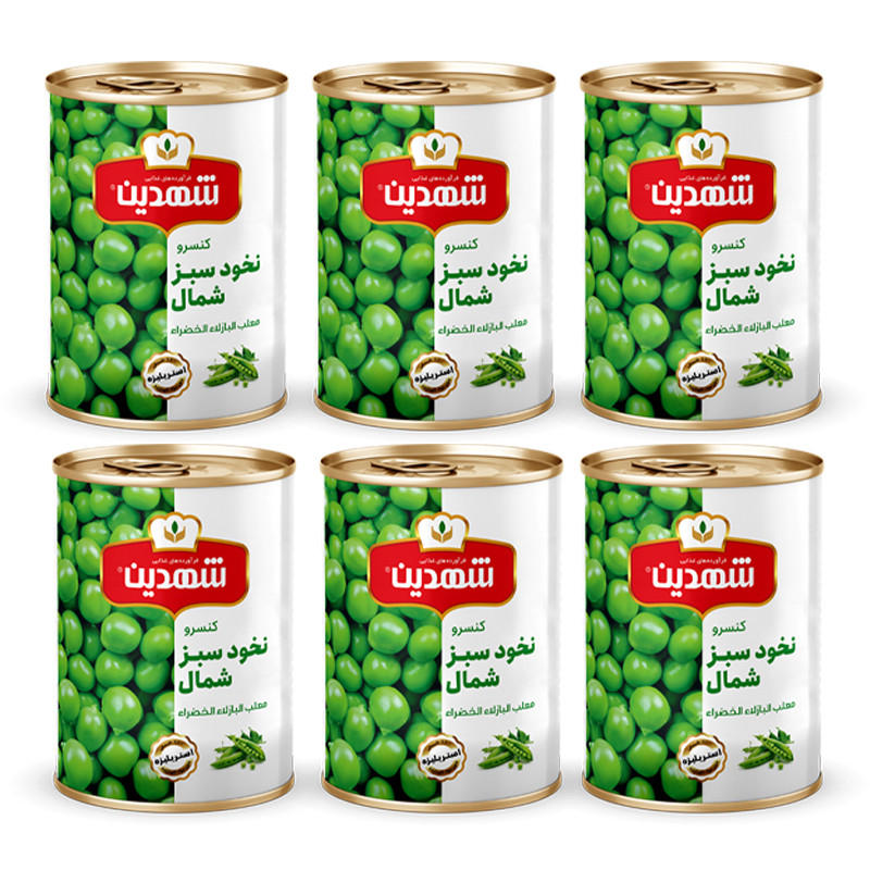 کنسرو نخود سبز شهدین - 370 گرم بسته 6 عددی