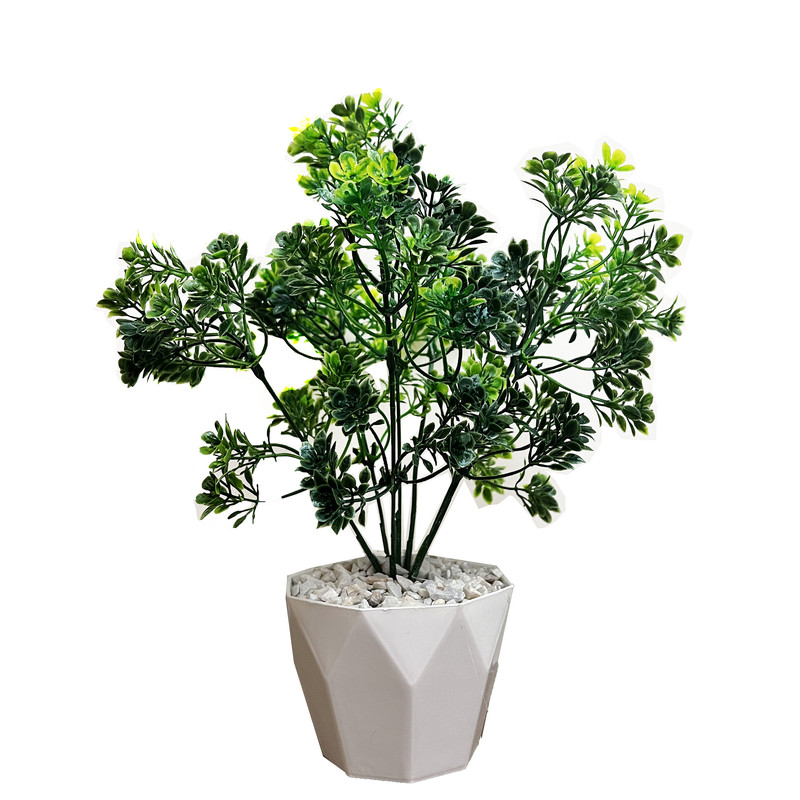 گلدان به همراه درختچه مصنوعی مدل الماسی K16، ابعاد 15×15×40 سانتی‌متر، وزن 200 گرم
