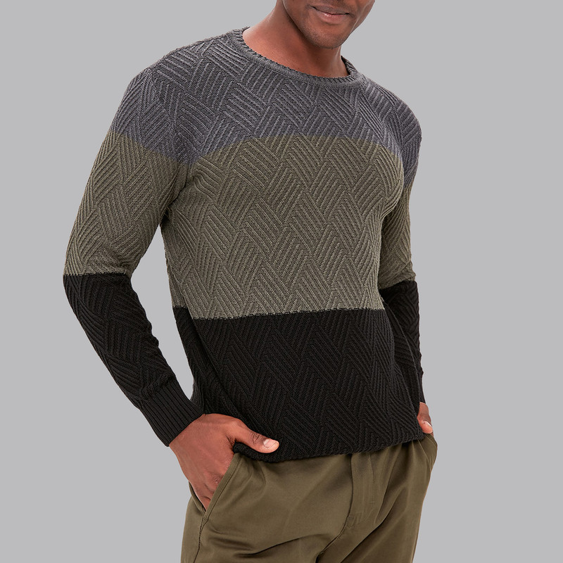 پلیور یقه گرد مردانه مدل 31293358 طرح ترندیول