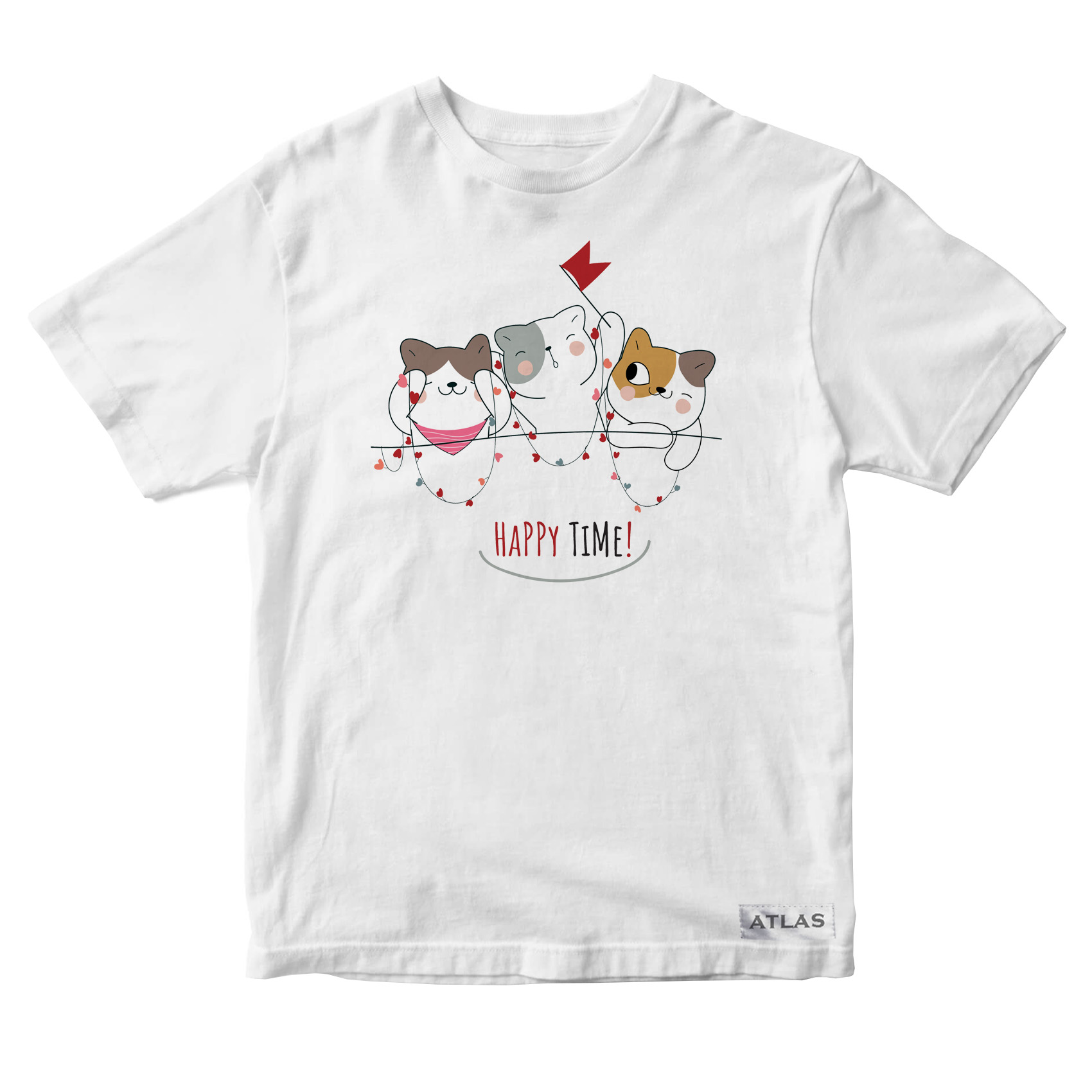 تی شرت آستین کوتاه پسرانه مدل گربه کد SH022 رنگ سفید