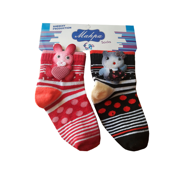 جوراب دخترانه مهپا مدل عروسکی مجموعه 2 عددی