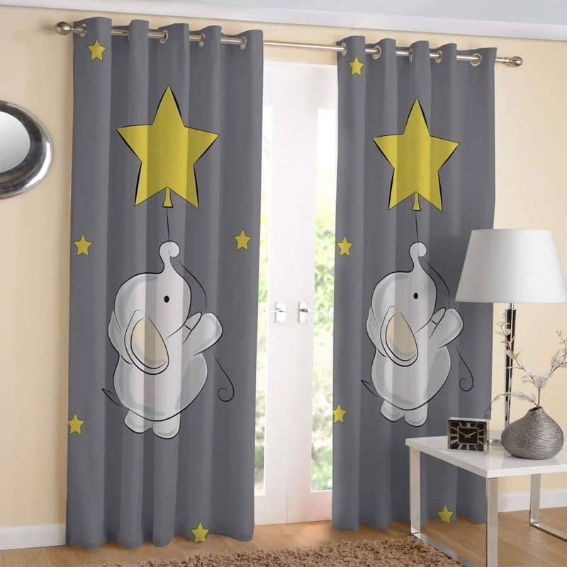 پرده مدل هازان چاپی طرح فیل کد 7229 سایز 280x140 سانتی متر