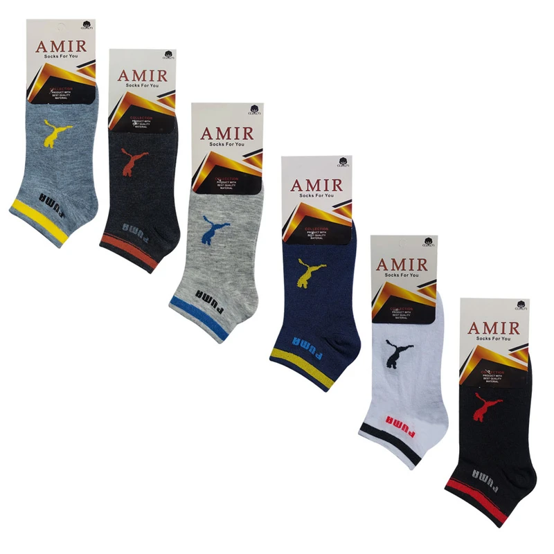 جوراب ساق کوتاه پسرانه مدل D008 بسته 6 عددی