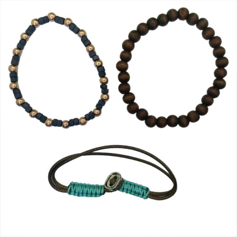 دستبند مردانه سیکس مدل مدرن مجموعه 3 عددی دستبند مردانه سیکس مدل مدرن مجموعه 3 عددی