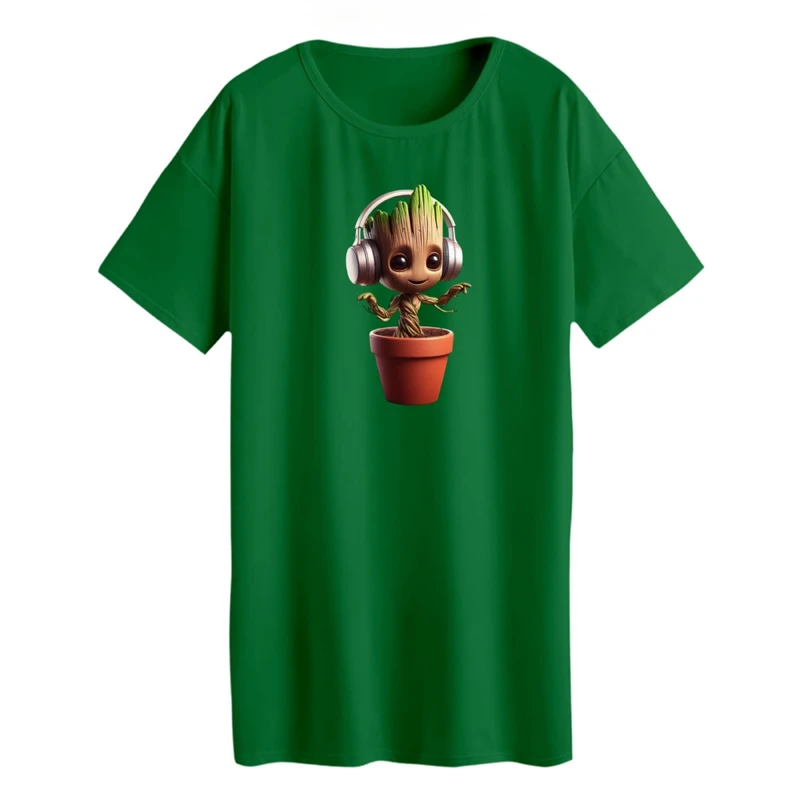 تی شرت لانگ زنانه مدل گروت و گلدان