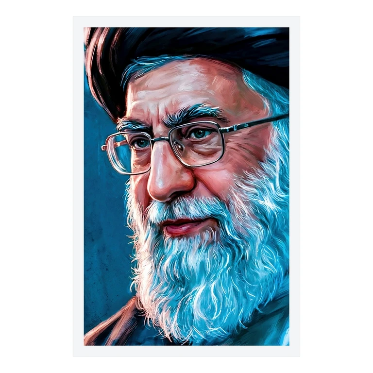 تابلو بکلیت طرح رهبر شهید آیت الله سید علی خامنه ای مدل W-S10617 فریم سفید