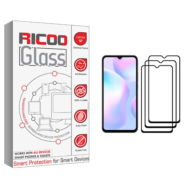 محافظ صفحه نمایش ریکوو مدل +HD مناسب برای گوشی موبایل شیائومی Redmi 9A بسته سه عددی