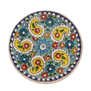 بشقاب میناکاری سفالی مدل ترمه