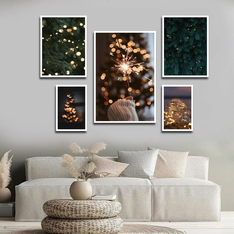 تابلو بکلیت طرح مدرن فشفشه و ریسه مدل W-1660 مجموعه 5 عددی