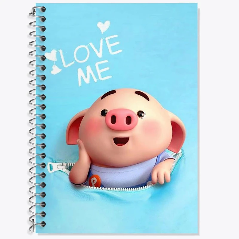 دفتر زبان 50 برگ خندالو مدل سه خط طرح بچه خوک کد 2968