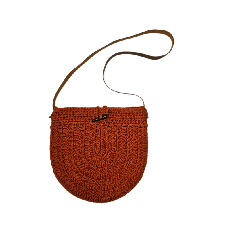 کیف بافتنی مدل دستبافت طرح گلبرگ کد 730