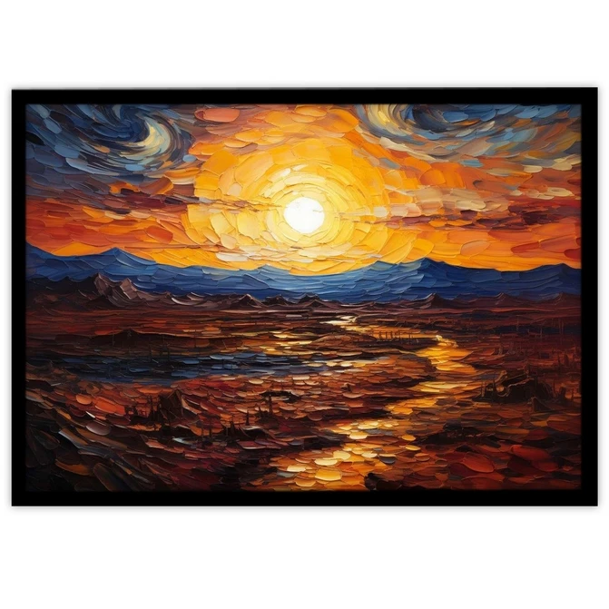 تابلو نوری بکلیت طرح نقاشی امپرسیونیسم غروب خورشید مدل لایت باکس B-MID-20213