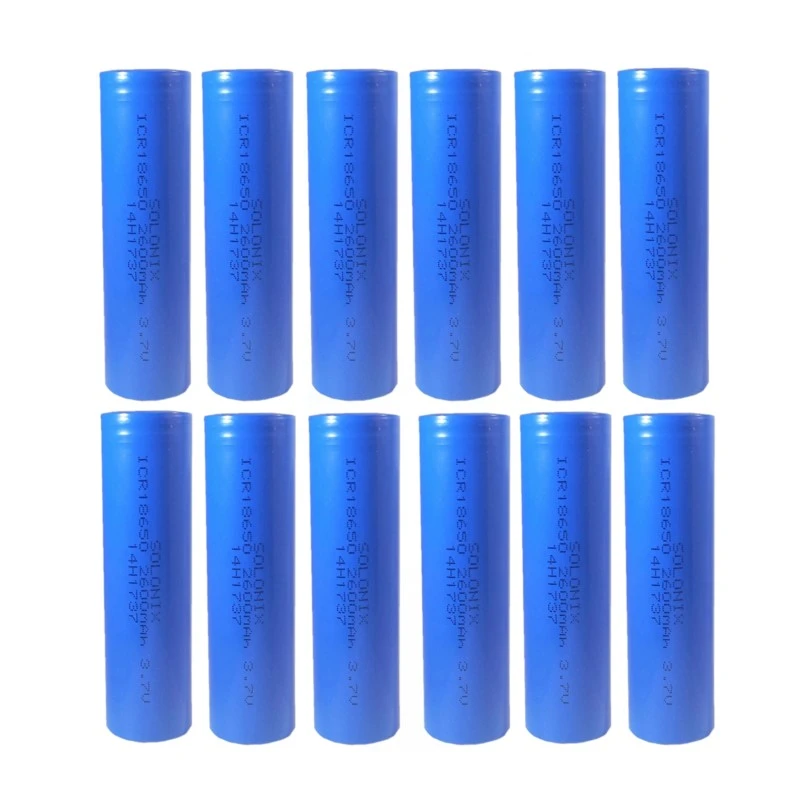 باتری لیتیوم یون 3.7 ولت قابل شارژ سولونیکس مدل ICR 18650 ظرفیت 2600 میلی آمپر مجموعه 12 عددی