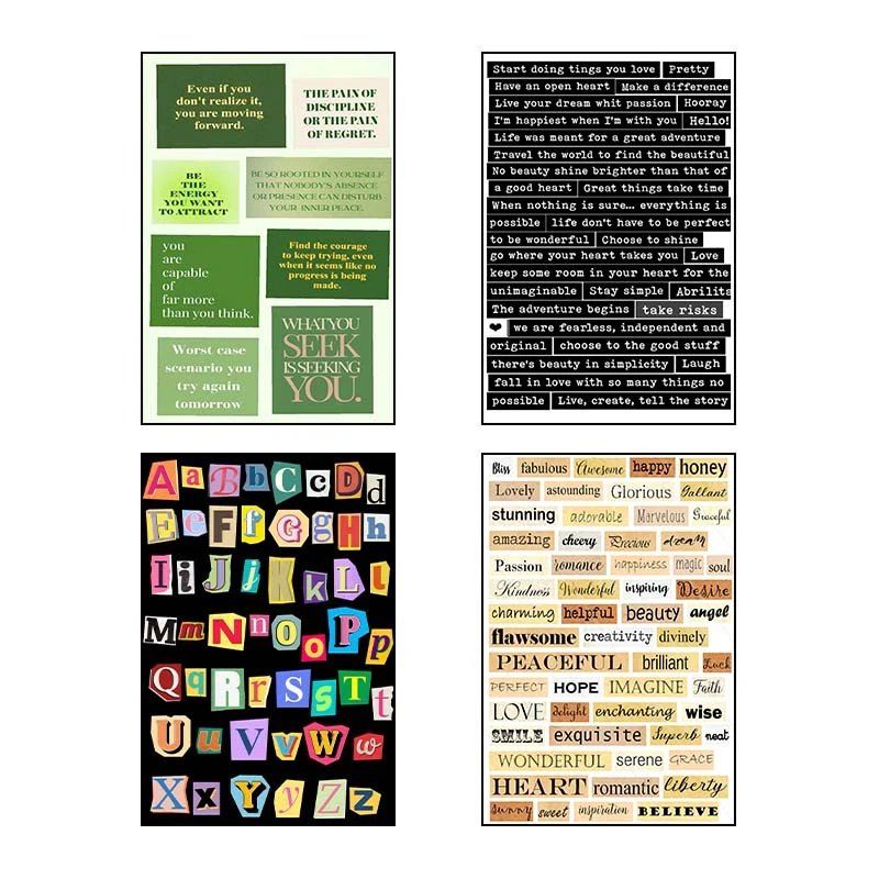 تابلو شاسي کارنيکا طرح متون انگلیسی کد 50244 مجموعه 4 عددی