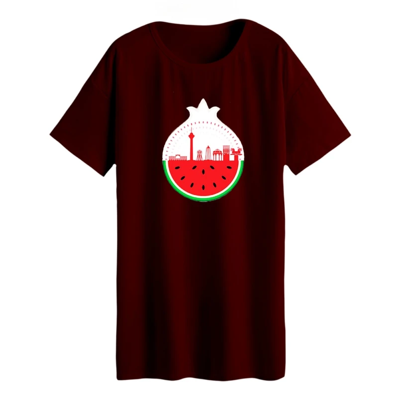 تی شرت لانگ زنانه مدل هندوانه یلدایی کد 06