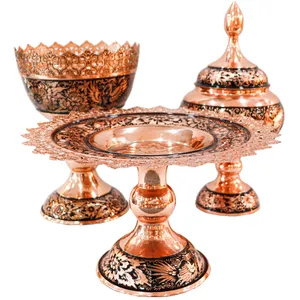 ست 3 تکه پذیرایی مسی مدل الماس تراش کد 373430half