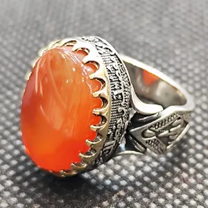 انگشتر نقره مردانه مدل سنگ عقیق یمانی کد P200